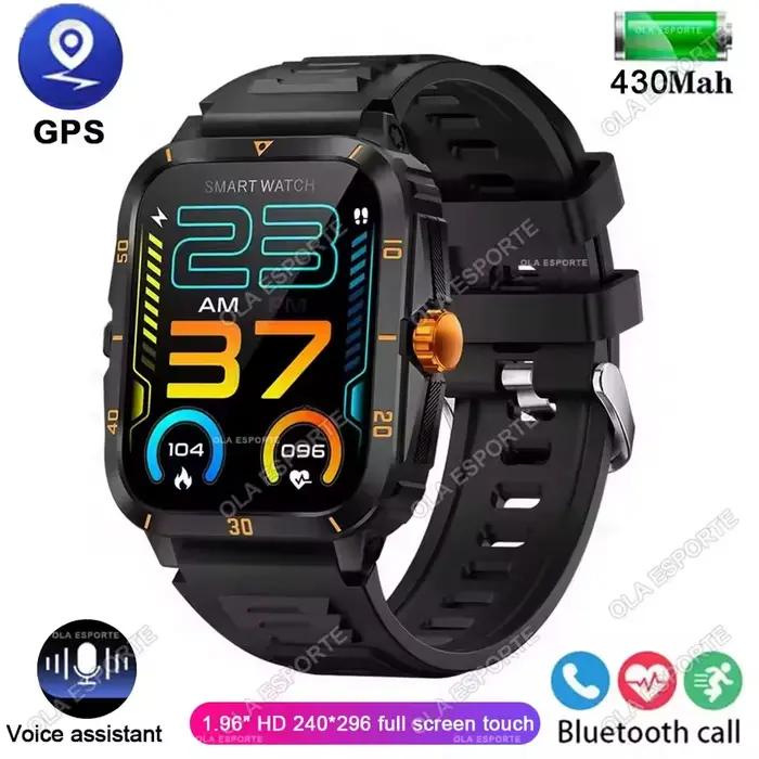 Montre intelligente étanche 3ATM, écran IPS 1,96 pouces, militaire KT71, hommes, 100+ modes sportifs