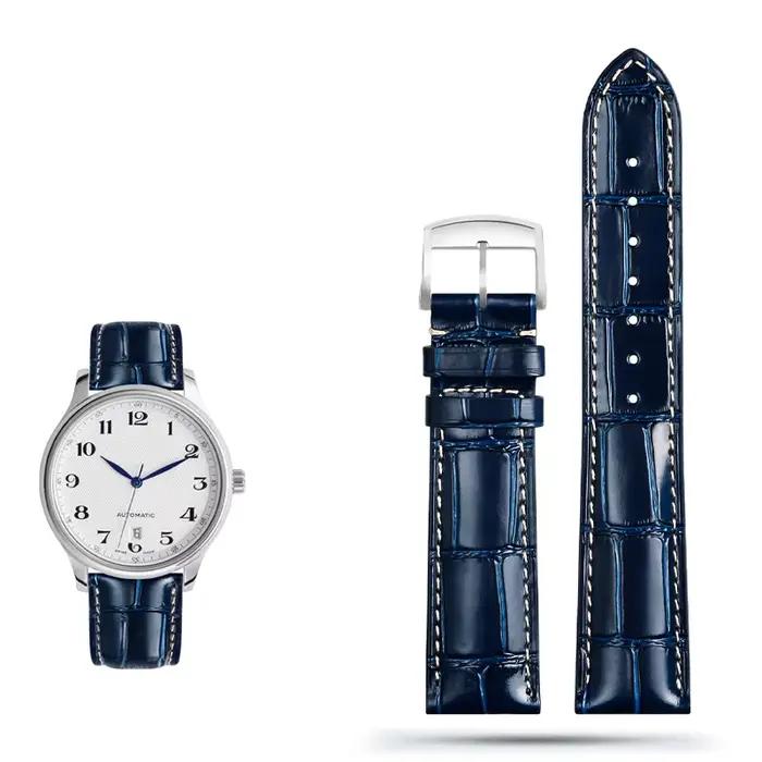 Bracelet de Montre en Cuir group Bleu, 21mm 22mm, pour Longines L4.921 L2.909 L38, Collection Prix