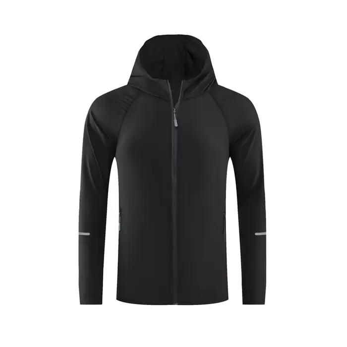 Veste de course à séchage rapide pour hommes, sweat-shirt de musculation, sweats à capuche de sport,