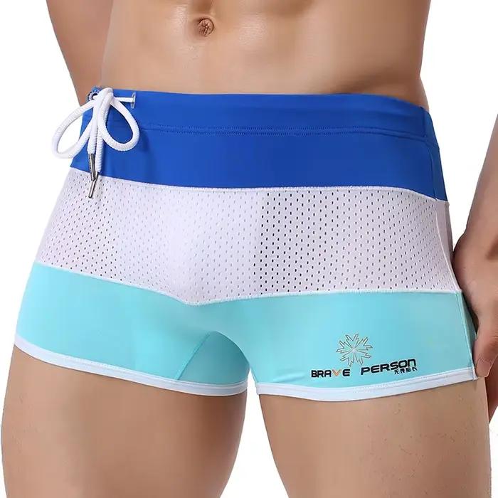 Short d'entraînement de Fitness pour hommes, maillot de bain Sexy en maille respirante, séchage rapi