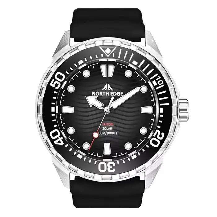 Nouvelle montre de plongée solaire NORTH EDGE 2026 TRITON pour hommes, montres à quartz de luxe pour