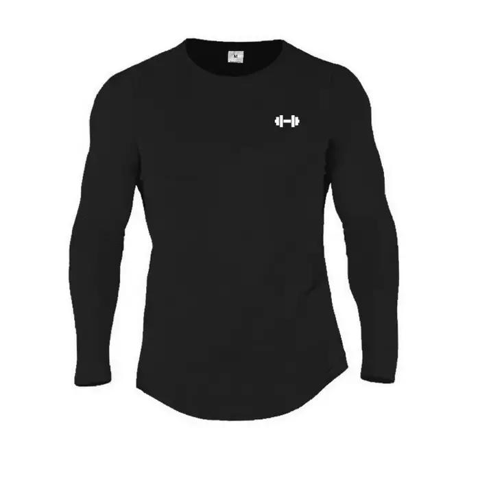 Chemises de sport pour hommes, t-shirts d'entraînement, manches longues, coton respirant, vêtements 