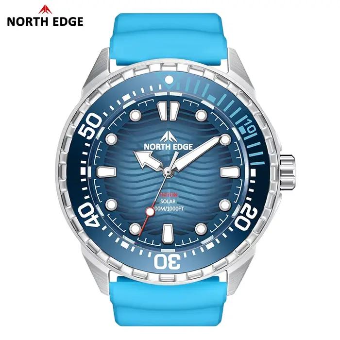 Montre de plongée solaire NORTH EDGE TRITON-TI en titane et acier inoxydable, montre à quartz de lux