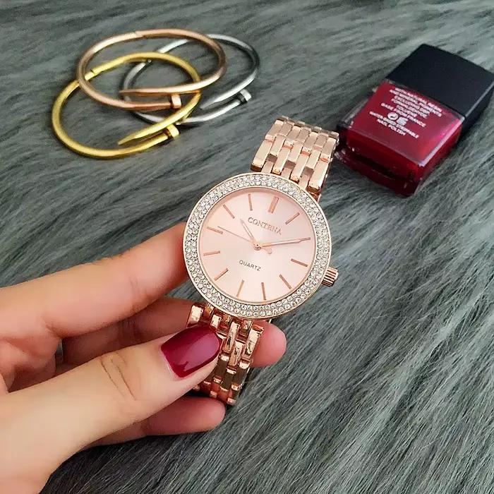 Montres pour femmes de luxe en acier inoxydable strass femmes montres à Quartz haut tendance marque 