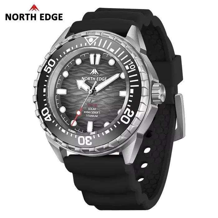 NORTH EDGE TRITON-TI Montre de plongée solaire pour homme en titane, étanche 300M, montre sport à qu