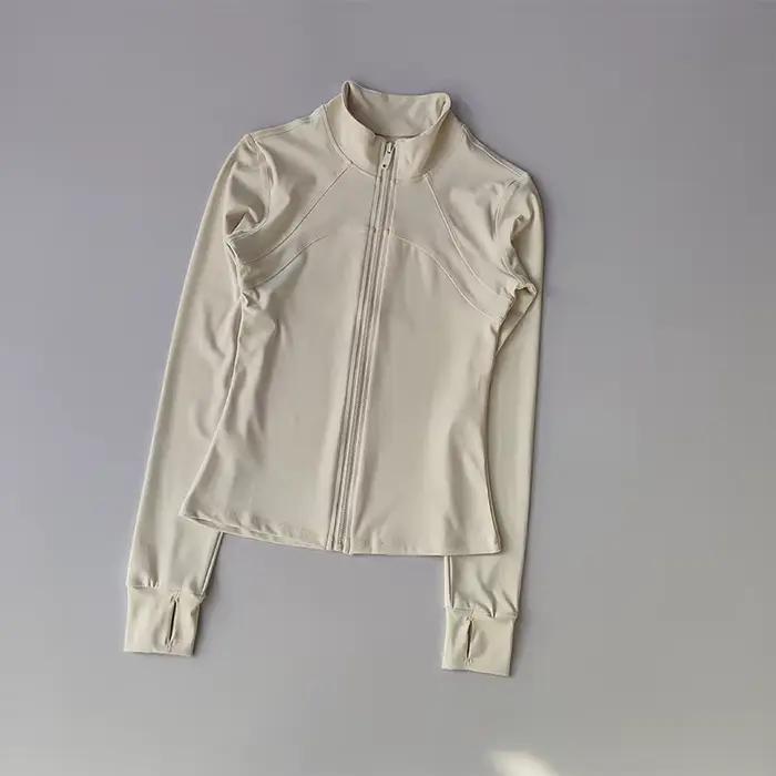 Veste de yoga haut de gamme pour femme, col montant, manches longues, coupe-vent, idéale pour la cou
