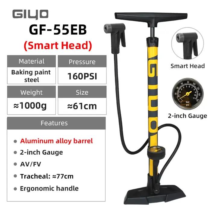 Pompe à pied GIYO 160 psi pour vélo, gonflage efficace, compatible valves Presta et Schrader, avec g