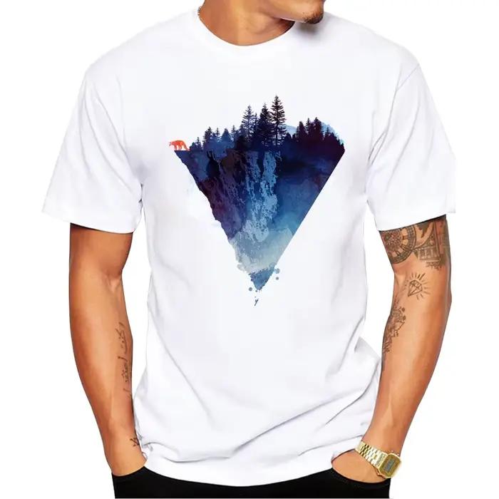 T-shirt Hipster de Fitness pour hommes, estival et à la mode, imprimé près du bord, marque de vêteme