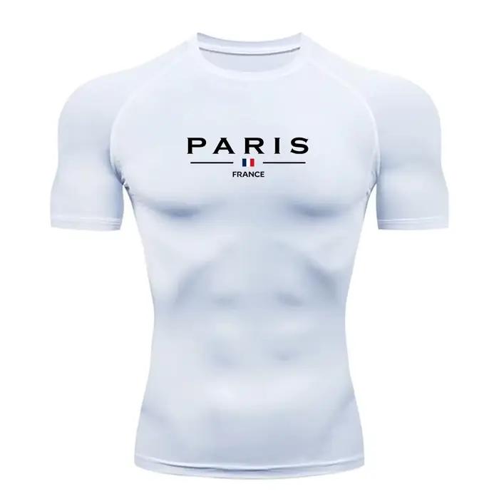 Vêtements de sport pour hommes, t-shirt de sport à manches courtes respirant et hautement élastique 