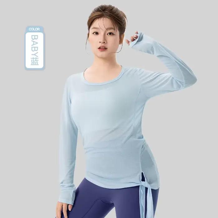 T-shirt de sport léger à manches longues pour femmes, grande taille, hauts de Yoga pour Pilates, Fit