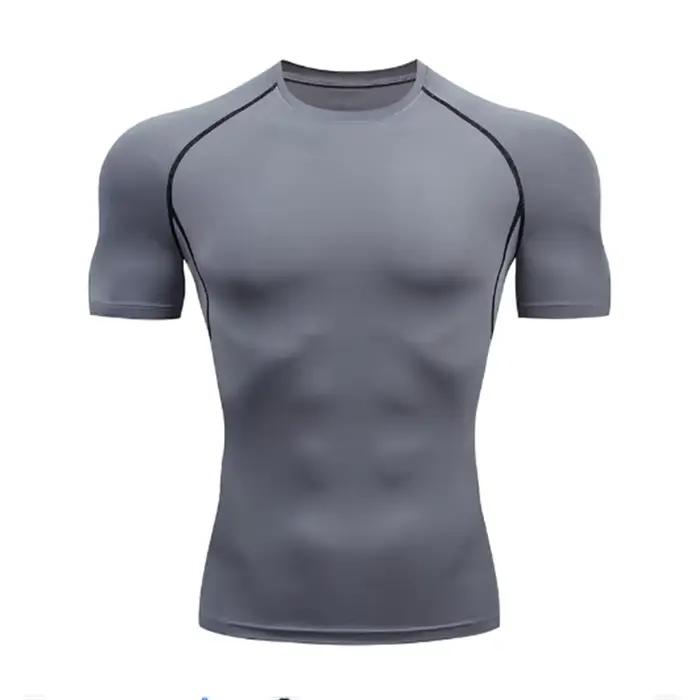 T-shirt de compression à manches courtes pour homme, t-shirt de sport, sweat-shirt de fitness, survê