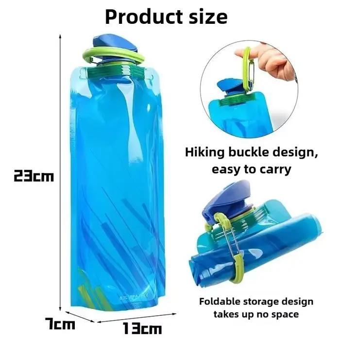 Flacon souple pliable de 500ml, bouteille d'eau en TPU sans BPA, sac d'eau Portable pour Sport de pl