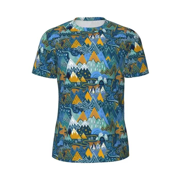 T-shirt de course rétro Maximalist Mountain Maze pour hommes, t-shirts Harajuku, vêtements grande ta