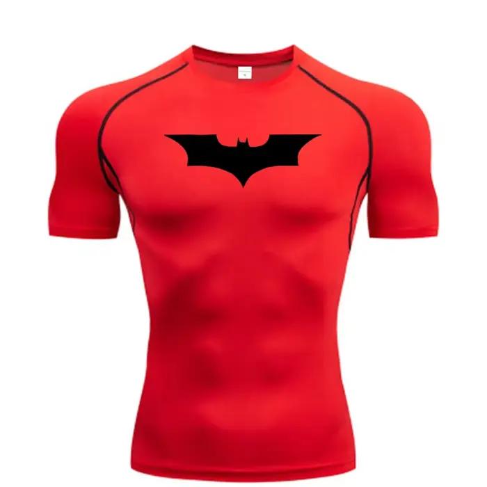 Chauve-souris imprimé hommes T-Shirt serré course Compression Compression T-Shirt salle de sport Fit