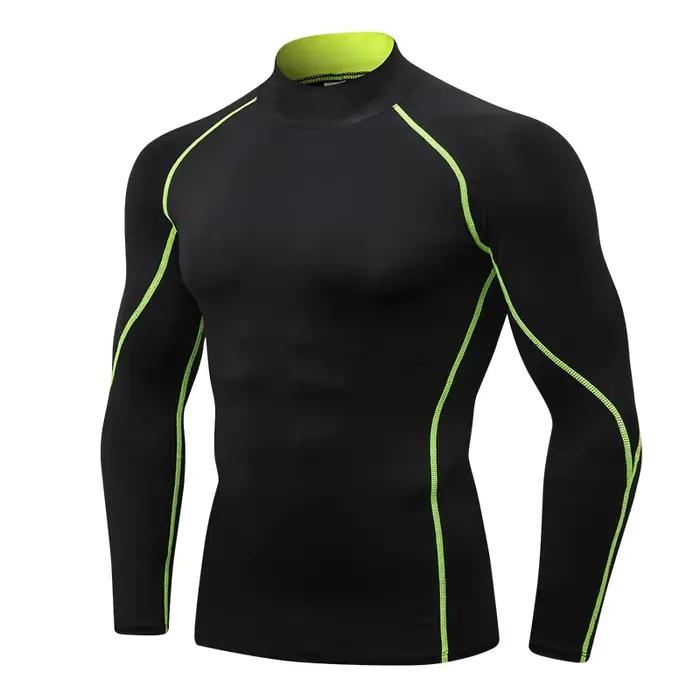Chemises de Compression à manches longues et col haut pour hommes, collants de sport Cool et sec, Pr