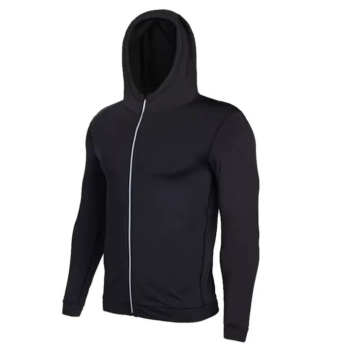 Veste de course réfléchissante pour hommes, fermeture éclair complète, manches longues, vêtements de