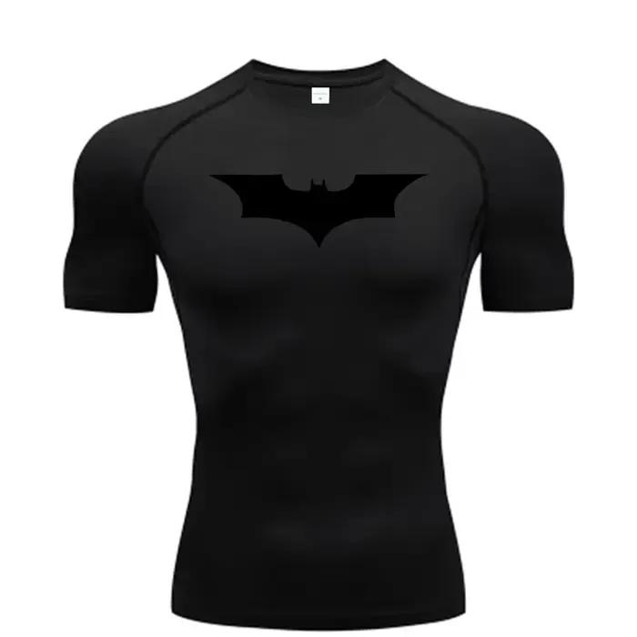 Chauve-souris imprimé hommes T-Shirt serré course Compression Compression T-Shirt salle de sport Fit