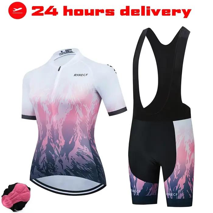 RXKECF Pro 2023 femme manches courtes cyclisme Maillot ensemble tenue de sport vélo vêtements Kit vt
