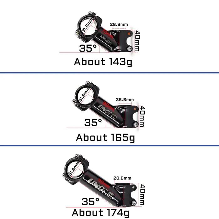 Tige de vélo de montagne ultralégère UNO 7, 17 degrés, Alu 6061, 60-130mm, 35 degrés, kaloy