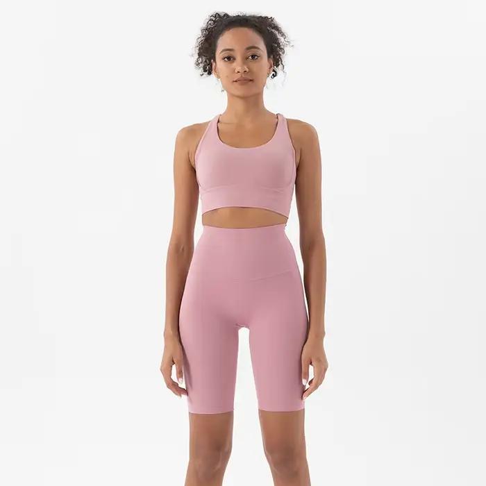 SOISOU-Ensemble de yoga en nylon pour femme, haut de soutien-gorge, short de cyclisme, vêtements de 