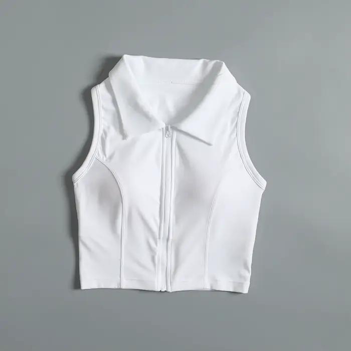 Gilet de sport pour femmes en été, entraînement de course, antichoc, professionnel, fermeture éclair