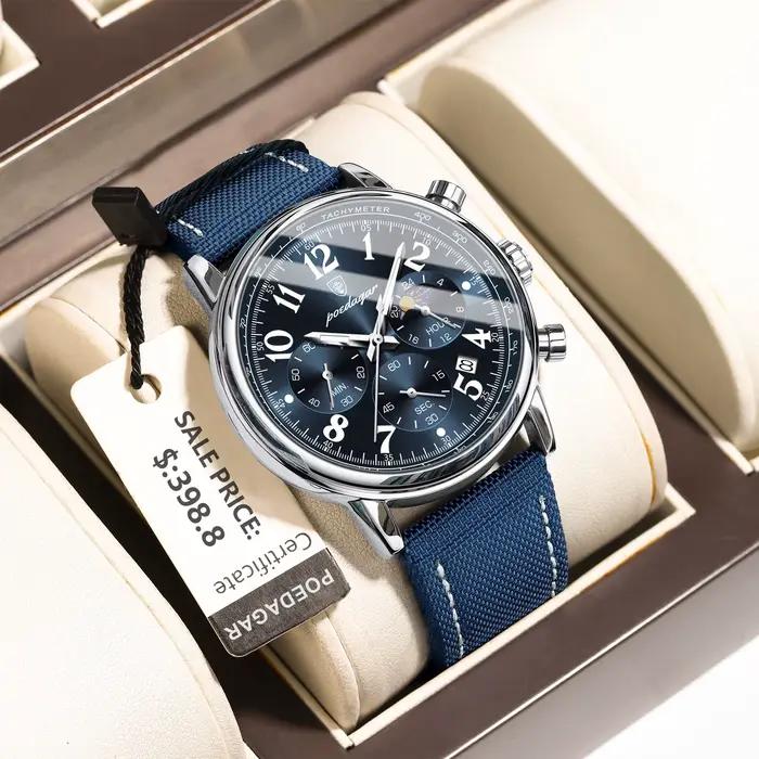 POEDAGAR luxe sport militaire hommes montre étanche lumineux chronographe Nylon cuir Date homme mont
