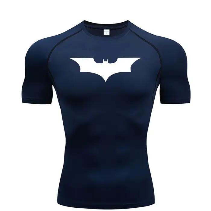 Chauve-souris imprimé hommes T-Shirt serré course Compression Compression T-Shirt salle de sport Fit