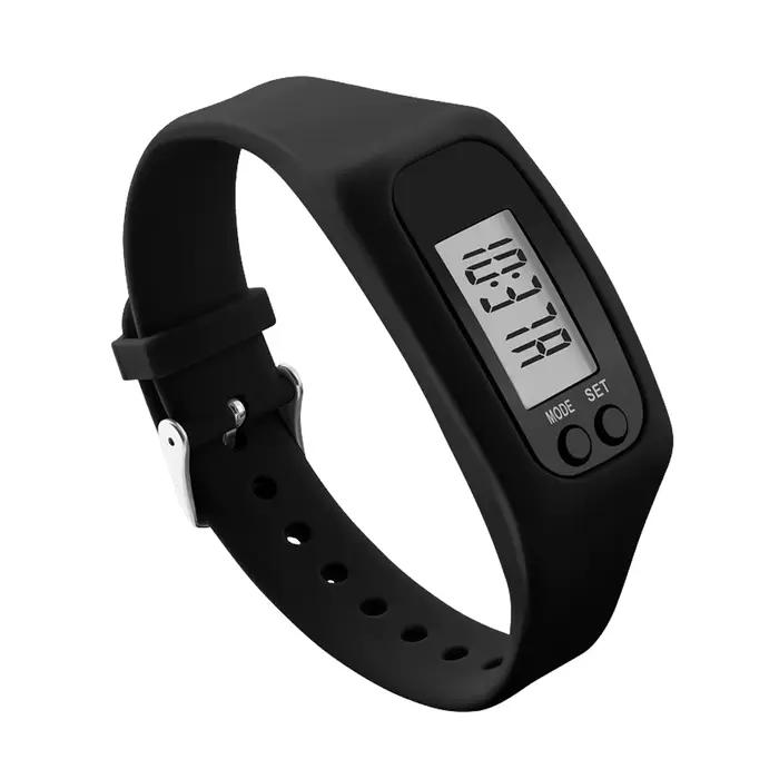 Bracelet podomètre LED, montre compteur de pas, affichage de l'heure 12/24H, suivi des pas en silico