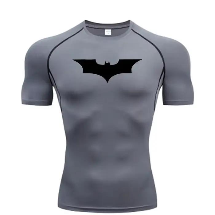 Chauve-souris imprimé hommes T-Shirt serré course Compression Compression T-Shirt salle de sport Fit