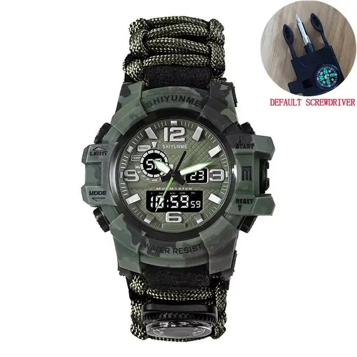 Survie en plein air Montre Multifonctionnel Étanche Militaire Tactique Paracord Montre Bracelet Camp