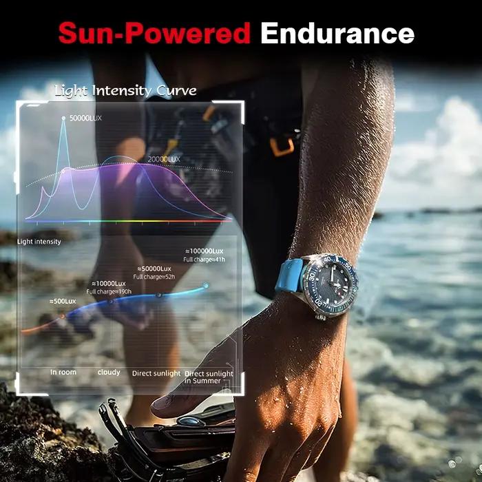 2025 nouveau NORTH EDGE TRITON montre de plongée à énergie solaire hommes montres à Quartz de luxe