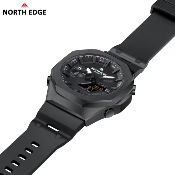 NORTH EDGE MERCURY Montre numérique militaire pour homme, chronomètre, étanche 50M, montres de sport, heure mondiale, montre-bracelet LED, Reloj Hombre