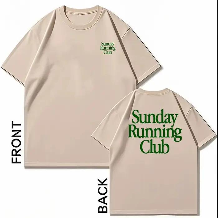 Sunday Running Club T-Shirt imprimé sport haut décontracté pour le Jogging quotidien hommes femmes col rond coton