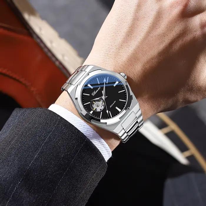 Montres-bracelets mécaniques en acier inoxydable pour hommes