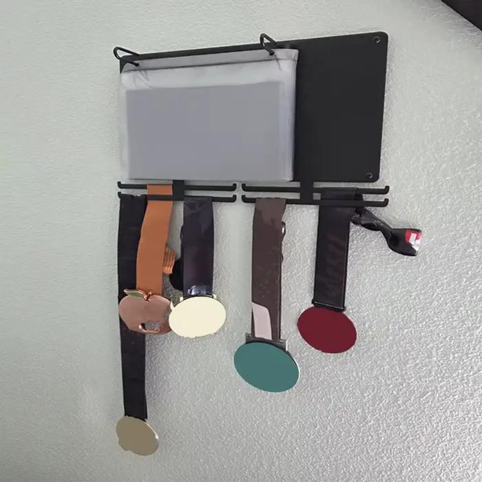Support mural multifonctionnel robuste pour médailles de marathon et dossards de course – Présentoir pour coureurs – Cadeau idéal