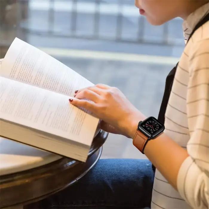 Bracelet de montre en cuir d'affaires pour Apple Watch hommes femmes Compatible avec la série 987654321 Ultra 49mm 44mm 40mm 45mm 41mm 42mm 38mm