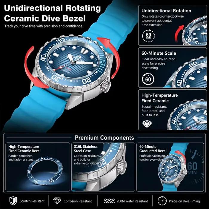 NORTH EDGE 2026 Nouvelle montre de plongée solaire TRITON pour hommes