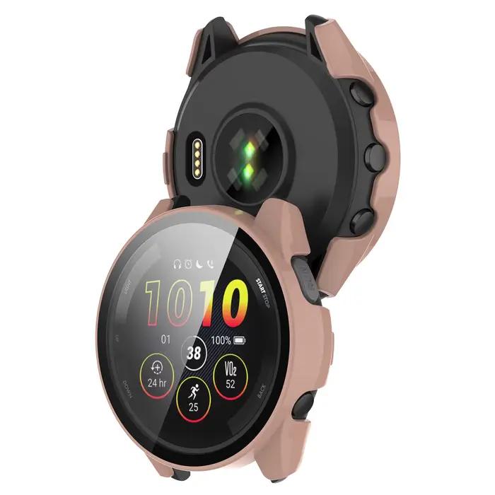 Étui rigide protecteur d'écran en verre trempé housse de protection pour Garmin Forerunner 165 / 165 Music