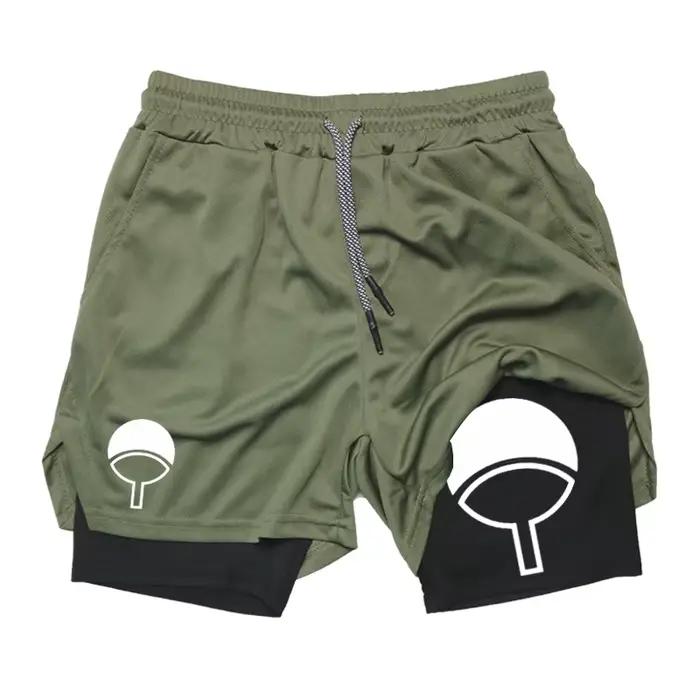 Shorts d'entraînement 2-en-1 pour hommes, séchage rapide, avec poche pour téléphone, pour l'été, la gym, les entraînements, extensibles et performants en polyester tricoté