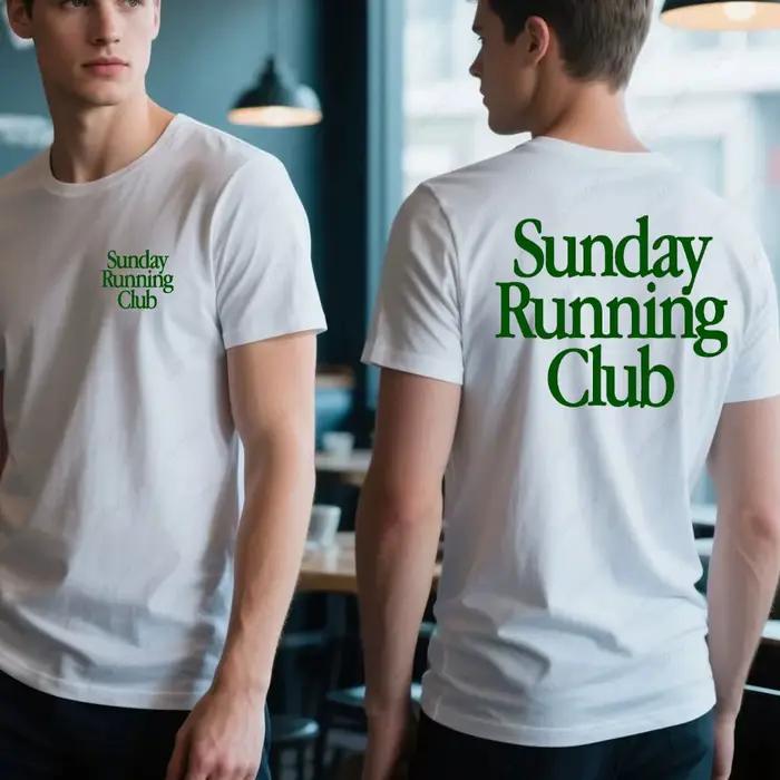 Sunday Running Club T-Shirt imprimé sport haut décontracté pour le Jogging quotidien hommes femmes col rond coton