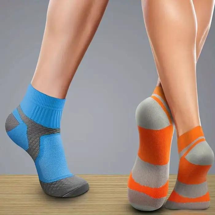 Chaussettes de compression en nylon pour hommes et femmes, pour course, randonnée et voyage, améliorant la circulation et réduisant les courbatures, disponibles en blanc, bleu, jaune, orange, noir et vert, taille S/M et L/XL