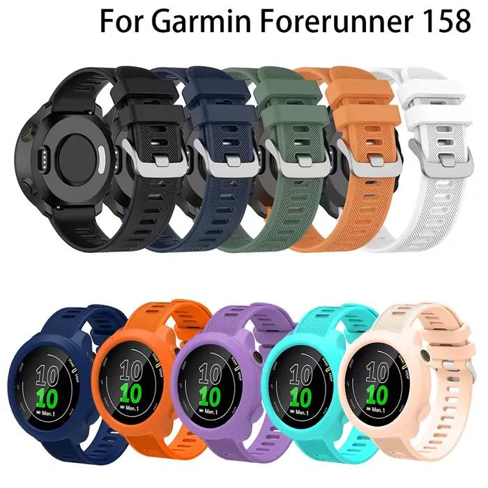 Bracelet de montre pour Garmin Forerunner 158 55, Bracelet de remplacement en Silicone, bracelet intelligent et étui de protection
