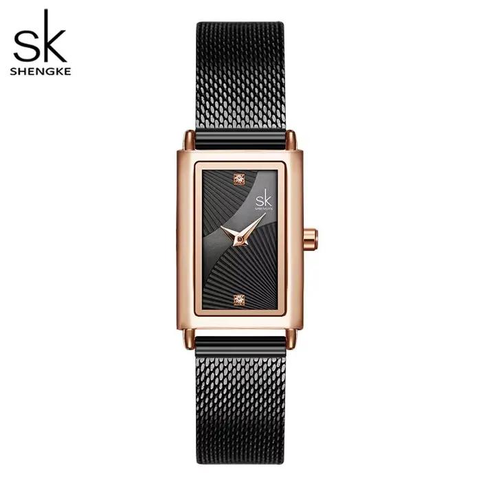 Shengke femmes montres mode genève concepteur dames montre de luxe marque Rectangle Quartz or montre-bracelet cadeaux