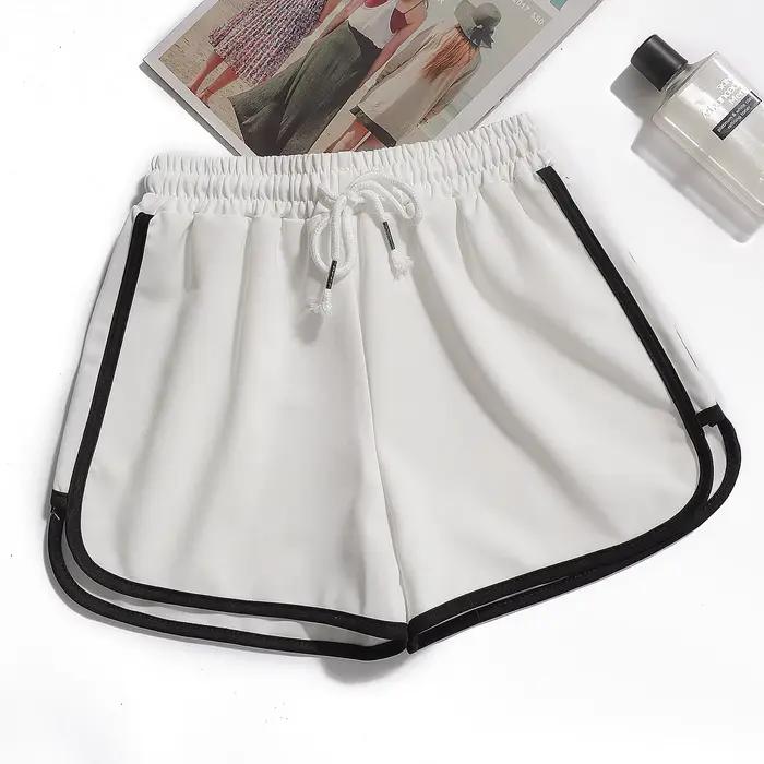 Shorts de course décontractés pour femmes shorts de sport athlétiques d'été avec cordon de serrage taille élastique bordure contrastante shorts d'entraînement tendance pour femmes occasions spéciales
