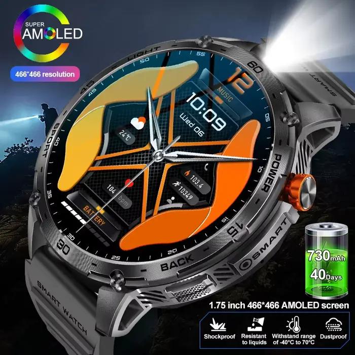Nouvelle montre connectée 2026 pour Android et iOS, pour hommes, avec grande batterie 730 mAh, appels Bluetooth, écran AMOLED Ultra HD 1,75 pouces, idéale pour le sport et les activités de plein air