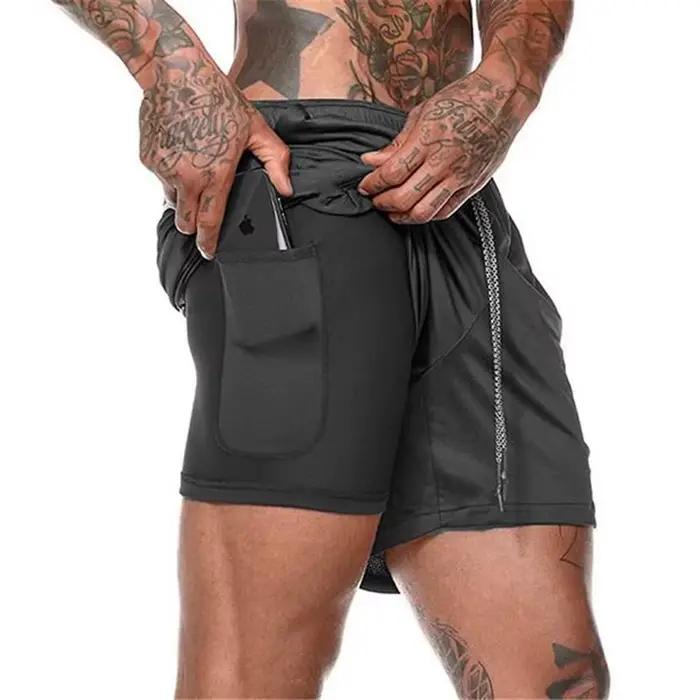 Shorts de course pour hommes 2 en 1 à séchage rapide shorts de sport polyester nylon ajustement parfait pour entrainement boxe fitness jogging été