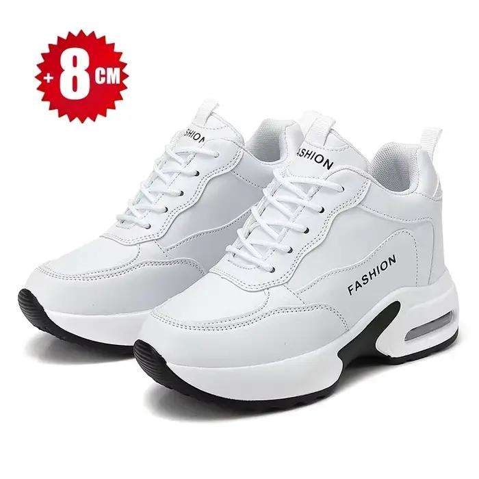 Chaussures de course à coussin de 8cm pour femmes imperméables et respirantes pour automne et hiver, pour des courses en terrain dur et tenue élégante