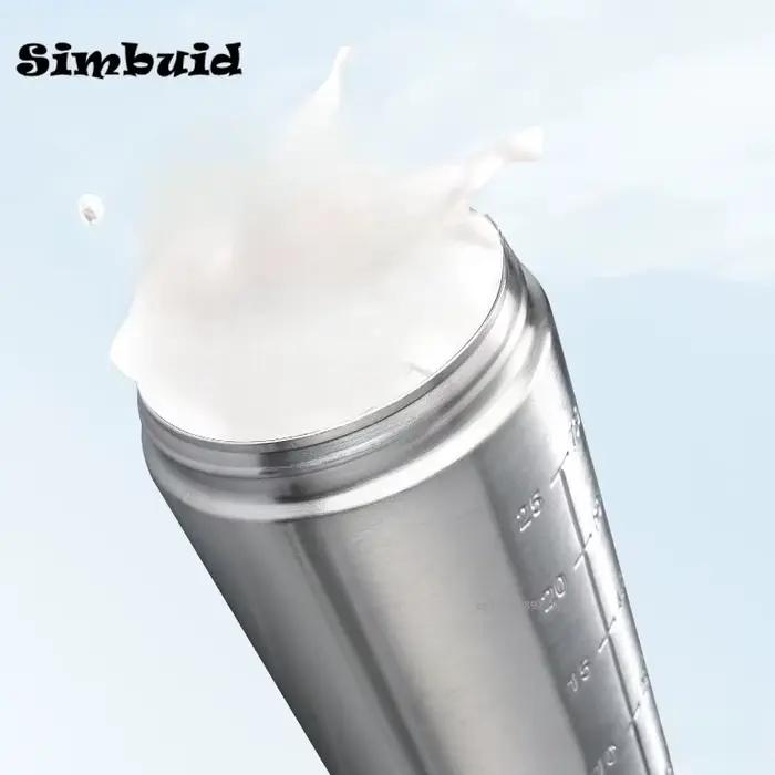 Bouteille shaker en acier inoxydable pour sportifs, fitness, gym, avec échelle à bille, anti-fuite, pour mélange de protéines et hydratation, en gris clair, jaune clair, vert clair, lassant