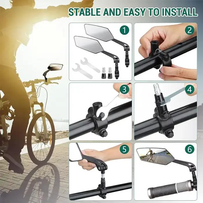 Rétroviseur de vélo réflecteur réglable rotatif guidon miroir clair