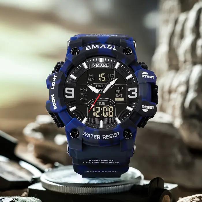 Montres militaires hommes montre de Sport étanche réveil double temps